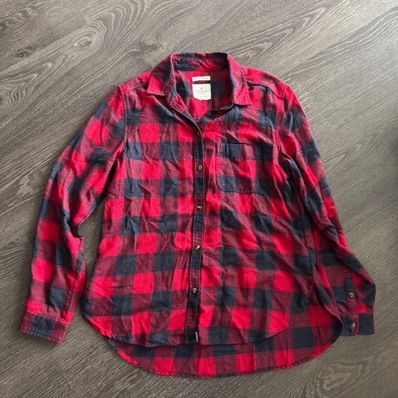 American Eagle “Ahh-Mazingly Soft” Red & Black Plaid Flannel – Size M - Picture 1 of 9